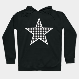 White and Black Gingham Star Hoodie